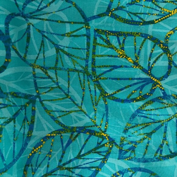 Hand Crafted Reversible Fabric Utility Tote Bag Leaf Print/Geo Blue Sz OS NWOT - Picture 3 of 9